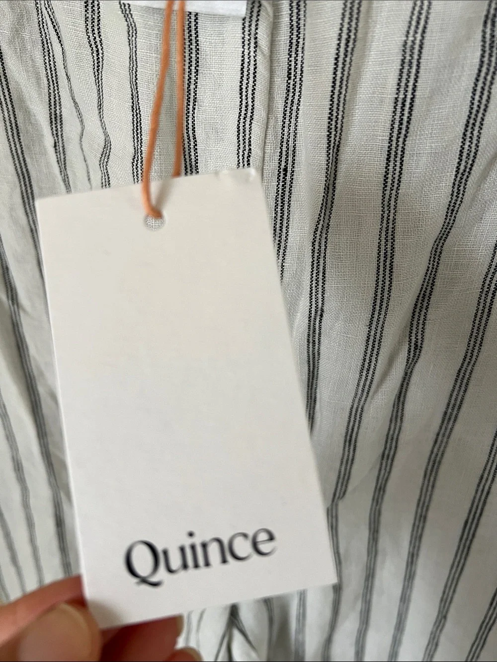 NWT quince white black stripe linen cropped pull on pant Large